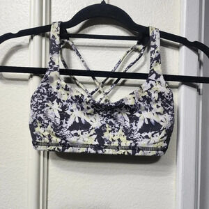Lululemon Free To Be BraCrosscourt Petal Black Clarity Yellow - Size 2